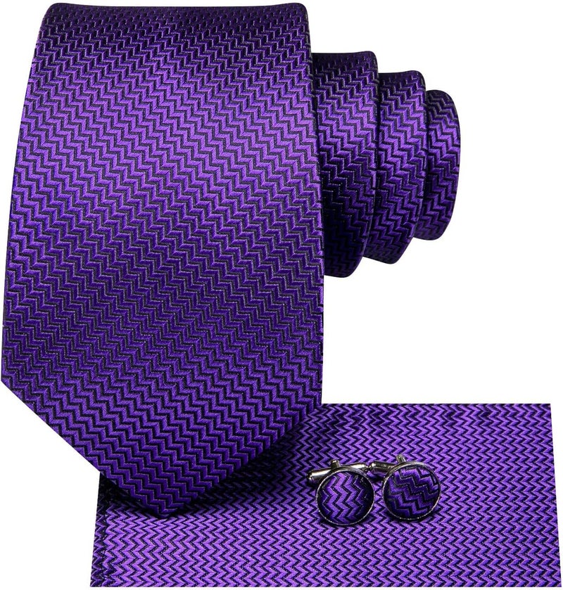Dubulle Mens Paisley Striped Tie and Handkerchief Cufflinks Tie Set for Men Wedding Business Formal - Image 2